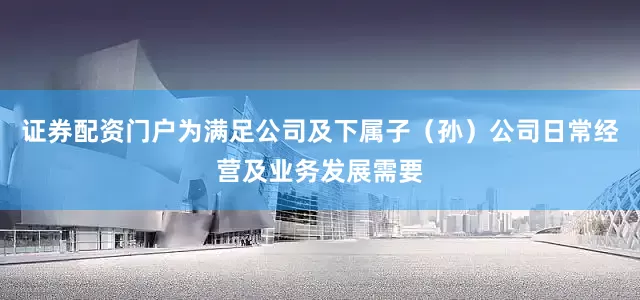 证券配资门户为满足公司及下属子（孙）公司日常经营及业务发展需要